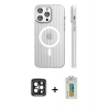 MARSİLYAN™- iPhone 15 Pro Max Kılıf Pusula Minimal Koleksiyonu - Siyah Polymer Nano Ekran Koruyucu + Siyah PVD Metal Kamera Lens