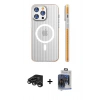 MARSİLYAN™- iPhone 15 Pro Max Kılıf Pusula Minimal Koleksiyonu - Siyah Vanessa Magic Cam + Titanyum Gri Raze Metal Kamera Lens