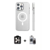 MARSİLYAN™- iPhone 15 Pro Max Kılıf Pusula Minimal Koleksiyonu - Siyah Vanessa Magic Hayalet Cam + PVD Metal Kamera Lens - TU