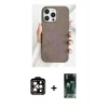 MARSİLYAN™- iPhone 15 Pro Max Kılıf Pusula Modern - Şeffaf 360 Full Body Arka Koruyucu + PVD Metal Kamera Lens - TU