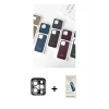 MARSİLYAN™- iPhone 15 Pro Max Kılıf Pusula Modern - Şeffaf Pasifik Cam Ekran Koruyucu + Gümüş PVD Metal Kamera Lens