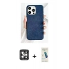 MARSİLYAN™- iPhone 15 Pro Max Kılıf Pusula Modern - Şeffaf Pasifik Cam Ekran Koruyucu + PVD Metal Kamera Lens - GI