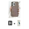 MARSİLYAN™- iPhone 15 Pro Max Kılıf Pusula Modern - Şeffaf Pasifik Cam Ekran Koruyucu + PVD Metal Kamera Lens - SH