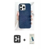 MARSİLYAN™- iPhone 15 Pro Max Kılıf Pusula Modern - Şeffaf Pasifik Cam Ekran Koruyucu + PVD Metal Kamera Lens - SH