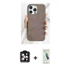 MARSİLYAN™- iPhone 15 Pro Max Kılıf Pusula Modern - Şeffaf Pasifik Cam Ekran Koruyucu + PVD Metal Kamera Lens - TU