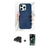 MARSİLYAN™- iPhone 15 Pro Max Kılıf Pusula Modern - Siyah 360 Mat Full Body Arka Koruyucu + Gümüş Raze Metal Kamera Lens