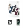 MARSİLYAN™- iPhone 15 Pro Max Kılıf Pusula Modern - Siyah 360 Mat Full Body Arka Koruyucu + Lacivert PVD Metal Kamera Lens