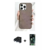 MARSİLYAN™- iPhone 15 Pro Max Kılıf Pusula Modern - Siyah 360 Mat Full Body Arka Koruyucu + Lacivert Raze Metal Kamera Lens