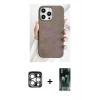 MARSİLYAN™- iPhone 15 Pro Max Kılıf Pusula Modern - Siyah 360 Mat Full Body Arka Koruyucu + PVD Metal Kamera Lens - GS