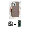 MARSİLYAN™- iPhone 15 Pro Max Kılıf Pusula Modern - Siyah 360 Mat Full Body Arka Koruyucu + PVD Metal Kamera Lens - SH