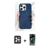 MARSİLYAN™- iPhone 15 Pro Max Kılıf Pusula Modern - Siyah 360 Mat Full Body Arka Koruyucu + PVD Metal Kamera Lens - SH