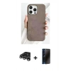 MARSİLYAN™- iPhone 15 Pro Max Kılıf Pusula Modern - Siyah 3D Antistatik Hayalet Cam Ekran Koruyucu + Raze Metal Kamera Lens - GS