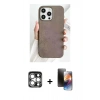 MARSİLYAN™- iPhone 15 Pro Max Kılıf Pusula Modern - Siyah 3D Antistatik Mat Seramik Nano Ekran Koruyucu + PVD Metal Kamera Lens - GS