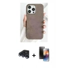 MARSİLYAN™- iPhone 15 Pro Max Kılıf Pusula Modern - Siyah 3D Antistatik Mat Seramik Nano Ekran Koruyucu + Raze Metal Kamera Lens - LT