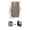 MARSİLYAN™- iPhone 15 Pro Max Kılıf Pusula Modern - Siyah 3D Antistatik Mat Seramik Nano Ekran Koruyucu + PVD Metal Kamera Lens - LT