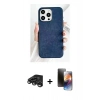 MARSİLYAN™- iPhone 15 Pro Max Kılıf Pusula Modern - Siyah 3D Antistatik Mat Seramik Nano Ekran Koruyucu + Raze Metal Kamera Lens - TMGI