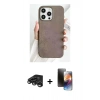 MARSİLYAN™- iPhone 15 Pro Max Kılıf Pusula Modern - Siyah 3D Antistatik Mat Seramik Nano Ekran Koruyucu + Raze Metal Kamera Lens - TMGI