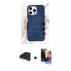MARSİLYAN™- iPhone 15 Pro Max Kılıf Pusula Modern - Siyah 3D Antistatik Mat Seramik Nano Ekran Koruyucu + Raze Metal Kamera Lens - LT