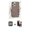 MARSİLYAN™- iPhone 15 Pro Max Kılıf Pusula Modern - Siyah 3D Antistatik Mat Seramik Nano Ekran Koruyucu + PVD Metal Kamera Lens - GI