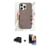 MARSİLYAN™- iPhone 15 Pro Max Kılıf Pusula Modern - Siyah 3D Antistatik Mat Seramik Nano Ekran Koruyucu + Raze Metal Kamera Lens - SH