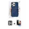 MARSİLYAN™- iPhone 15 Pro Max Kılıf Pusula Modern - Siyah 3D Antistatik Mat Seramik Nano Ekran Koruyucu + PVD Metal Kamera Lens - LT
