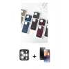 MARSİLYAN™- iPhone 15 Pro Max Kılıf Pusula Modern - Siyah 3D Antistatik Mat Seramik Nano Ekran Koruyucu + PVD Metal Kamera Lens - GS