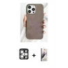 MARSİLYAN™- iPhone 15 Pro Max Kılıf Pusula Modern - Siyah Bilvis 3D Mat Cam Ekran Koruyucu + PVD Metal Kamera Lens - GS