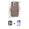 MARSİLYAN™- iPhone 15 Pro Max Kılıf Pusula Modern - Siyah Bilvis 5in1 3D Magic Cam Ekran Koruyucu + PVD Metal Kamera Lens - LT