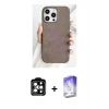 MARSİLYAN™- iPhone 15 Pro Max Kılıf Pusula Modern - Siyah Bilvis 5in1 3D Magic Cam Ekran Koruyucu + PVD Metal Kamera Lens - TU