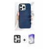 MARSİLYAN™- iPhone 15 Pro Max Kılıf Pusula Modern - Siyah Bilvis 5in1 3D Magic Cam Ekran Koruyucu + PVD Metal Kamera Lens - GS