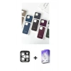 MARSİLYAN™- iPhone 15 Pro Max Kılıf Pusula Modern - Siyah Bilvis 5in1 3D Magic Cam Ekran Koruyucu + PVD Metal Kamera Lens - GS