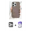 MARSİLYAN™- iPhone 15 Pro Max Kılıf Pusula Modern - Siyah Bilvis 5in1 3D Magic Cam Ekran Koruyucu + PVD Metal Kamera Lens - GS
