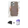 MARSİLYAN™- iPhone 15 Pro Max Kılıf Pusula Modern - Siyah Bilvis 5in1 3D Magic Cam Ekran Koruyucu + Raze Metal Kamera Lens - TMGI