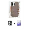 MARSİLYAN™- iPhone 15 Pro Max Kılıf Pusula Modern - Siyah Bilvis 5in1 5D Magic Hayalet Cam Ekran Koruyucu + PVD Metal Kamera Lens - LT
