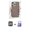 MARSİLYAN™- iPhone 15 Pro Max Kılıf Pusula Modern - Siyah Bilvis 5in1 5D Magic Hayalet Cam Ekran Koruyucu + Siyah PVD Metal Kamera Lens