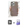 MARSİLYAN™- iPhone 15 Pro Max Kılıf Pusula Modern - Siyah Bilvis 5in1 5D Magic Hayalet Cam Ekran Koruyucu + PVD Metal Kamera Lens - GI