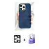 MARSİLYAN™- iPhone 15 Pro Max Kılıf Pusula Modern - Siyah Bilvis 5in1 5D Magic Hayalet Cam Ekran Koruyucu + PVD Metal Kamera Lens - GS