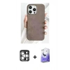 MARSİLYAN™- iPhone 15 Pro Max Kılıf Pusula Modern - Siyah Bilvis 5in1 5D Magic Hayalet Cam Ekran Koruyucu + PVD Metal Kamera Lens - GS