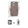 MARSİLYAN™- iPhone 15 Pro Max Kılıf Pusula Modern - Siyah Bilvis Hayalet Cam Ekran Koruyucu + PVD Metal Kamera Lens - GS
