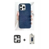 MARSİLYAN™- iPhone 15 Pro Max Kılıf Pusula Modern - Siyah Bilvis Hayalet Cam Ekran Koruyucu + PVD Metal Kamera Lens - GS