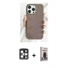 MARSİLYAN™- iPhone 15 Pro Max Kılıf Pusula Modern - Siyah Bilvis Hayalet Cam Ekran Koruyucu + PVD Metal Kamera Lens - LT