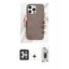 MARSİLYAN™- iPhone 15 Pro Max Kılıf Pusula Modern - Siyah Bilvis Hayalet Cam Ekran Koruyucu + PVD Metal Kamera Lens - GI