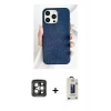 MARSİLYAN™- iPhone 15 Pro Max Kılıf Pusula Modern - Siyah Bilvis Hayalet Cam Ekran Koruyucu + PVD Metal Kamera Lens - GI