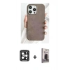 MARSİLYAN™- iPhone 15 Pro Max Kılıf Pusula Modern - Siyah Bilvis Hayalet Cam Ekran Koruyucu + PVD Metal Kamera Lens - SH