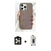 MARSİLYAN™- iPhone 15 Pro Max Kılıf Pusula Modern - Siyah Bilvis Hayalet Cam Ekran Koruyucu + Turuncu PVD Metal Kamera Lens