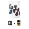 MARSİLYAN™- iPhone 15 Pro Max Kılıf Pusula Modern - Siyah Buffer Cam Ekran Koruyucu + PVD Metal Kamera Lens - GI