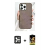 MARSİLYAN™- iPhone 15 Pro Max Kılıf Pusula Modern - Siyah Buffer Cam Ekran Koruyucu + PVD Metal Kamera Lens - GI
