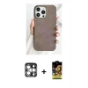MARSİLYAN™- iPhone 15 Pro Max Kılıf Pusula Modern - Siyah Buffer Cam Ekran Koruyucu + PVD Metal Kamera Lens - GS
