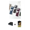 MARSİLYAN™- iPhone 15 Pro Max Kılıf Pusula Modern - Siyah Buffer Cam Ekran Koruyucu + Lacivert Raze Metal Kamera Lens