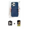 MARSİLYAN™- iPhone 15 Pro Max Kılıf Pusula Modern - Siyah Buffer Cam Ekran Koruyucu + Turuncu PVD Metal Kamera Lens